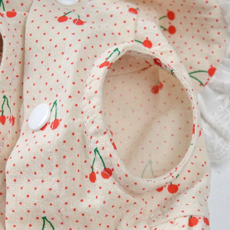 Cherry Lace Collar Dog Cat Dress