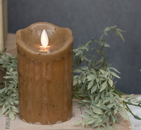 Farmhouse Candle with Flickering Flame. Wheat