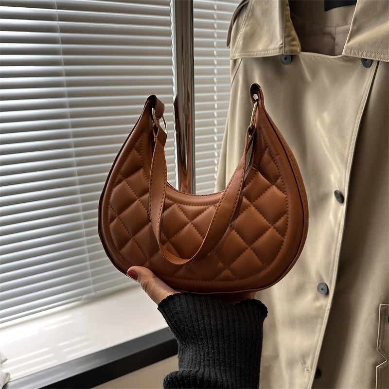 Women's Small Pu Leather Solid Color Streetwear Dumpling Shape Zipper Shoulder Bag Underarm Bag