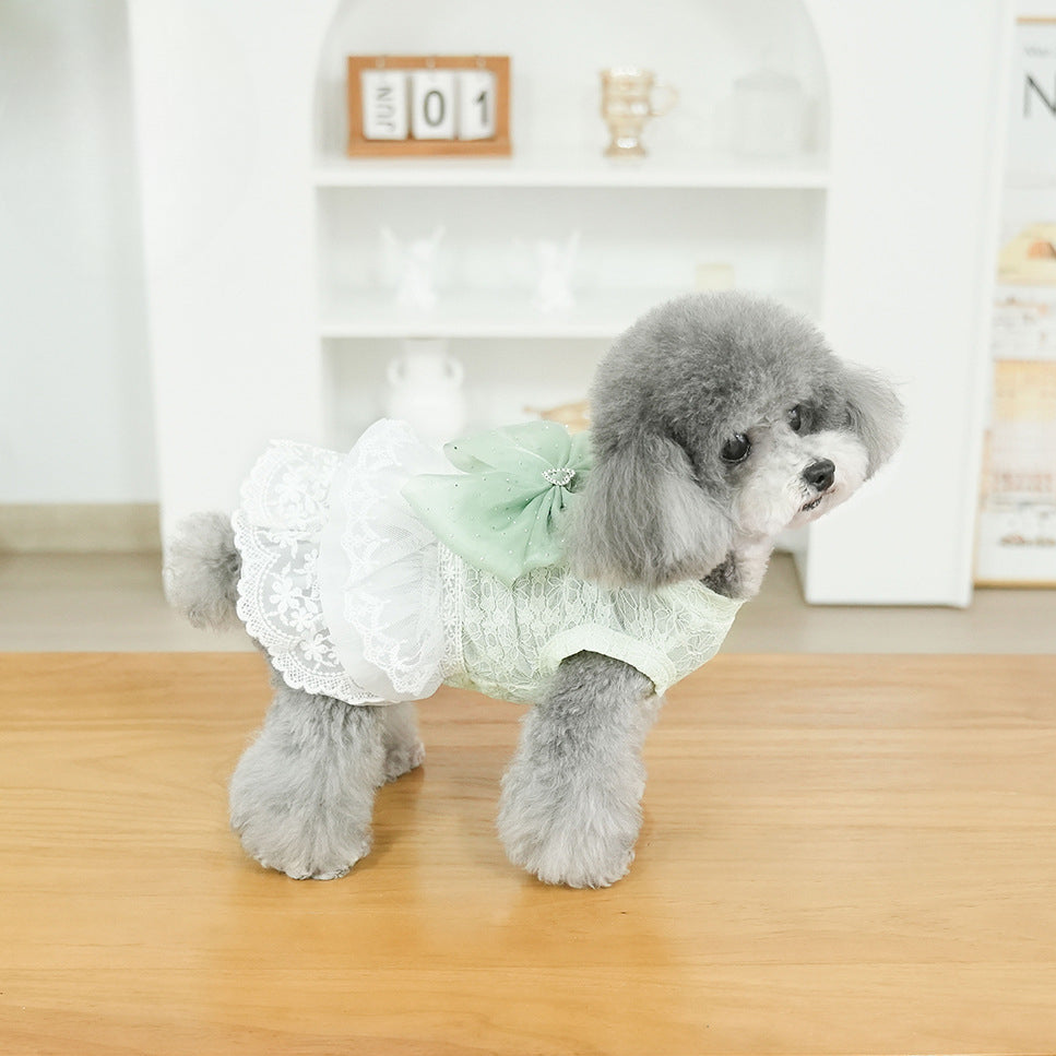 Sweet Lace Design Bow Dog Cat Dress