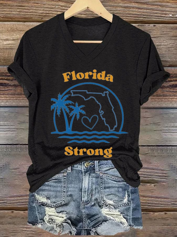 Women's Florida Strong Printed V-Neck T-Shirt