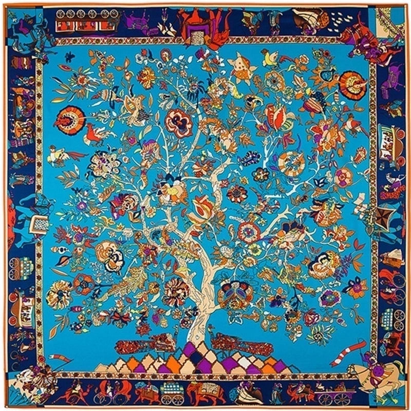 130cm Flower Carriage Twill Large Square Scarf Scarf Sunscreen Shawl