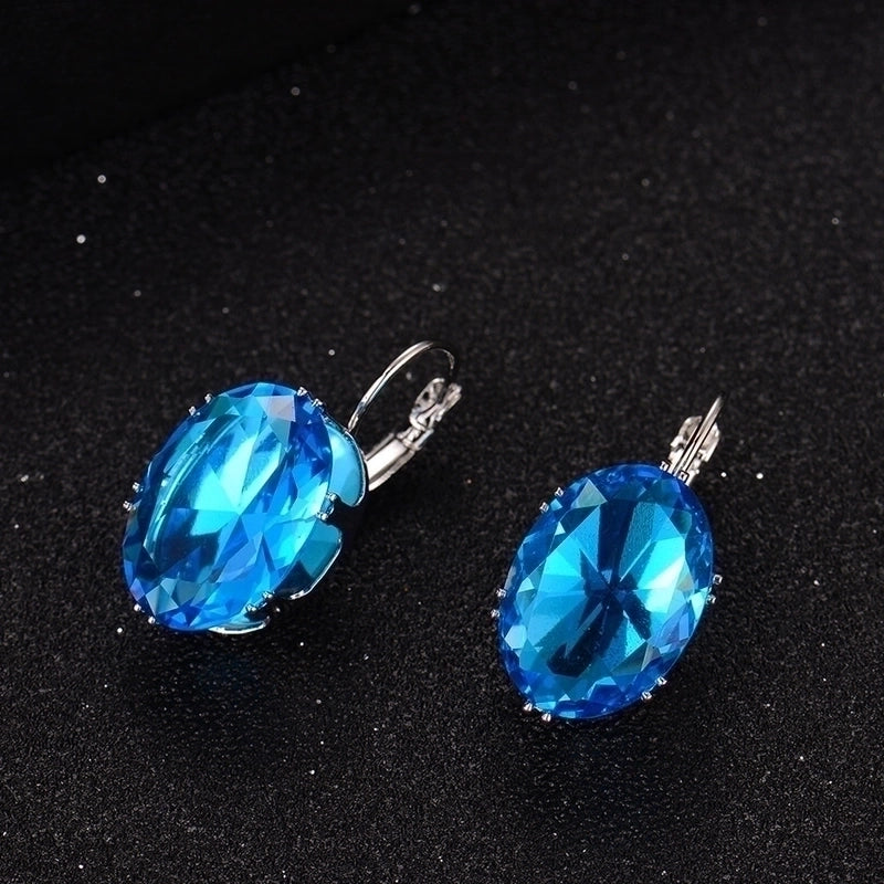 1 Pair Elegant Retro Oval Plating Inlay Copper Zircon Rhodium Plated Earrings