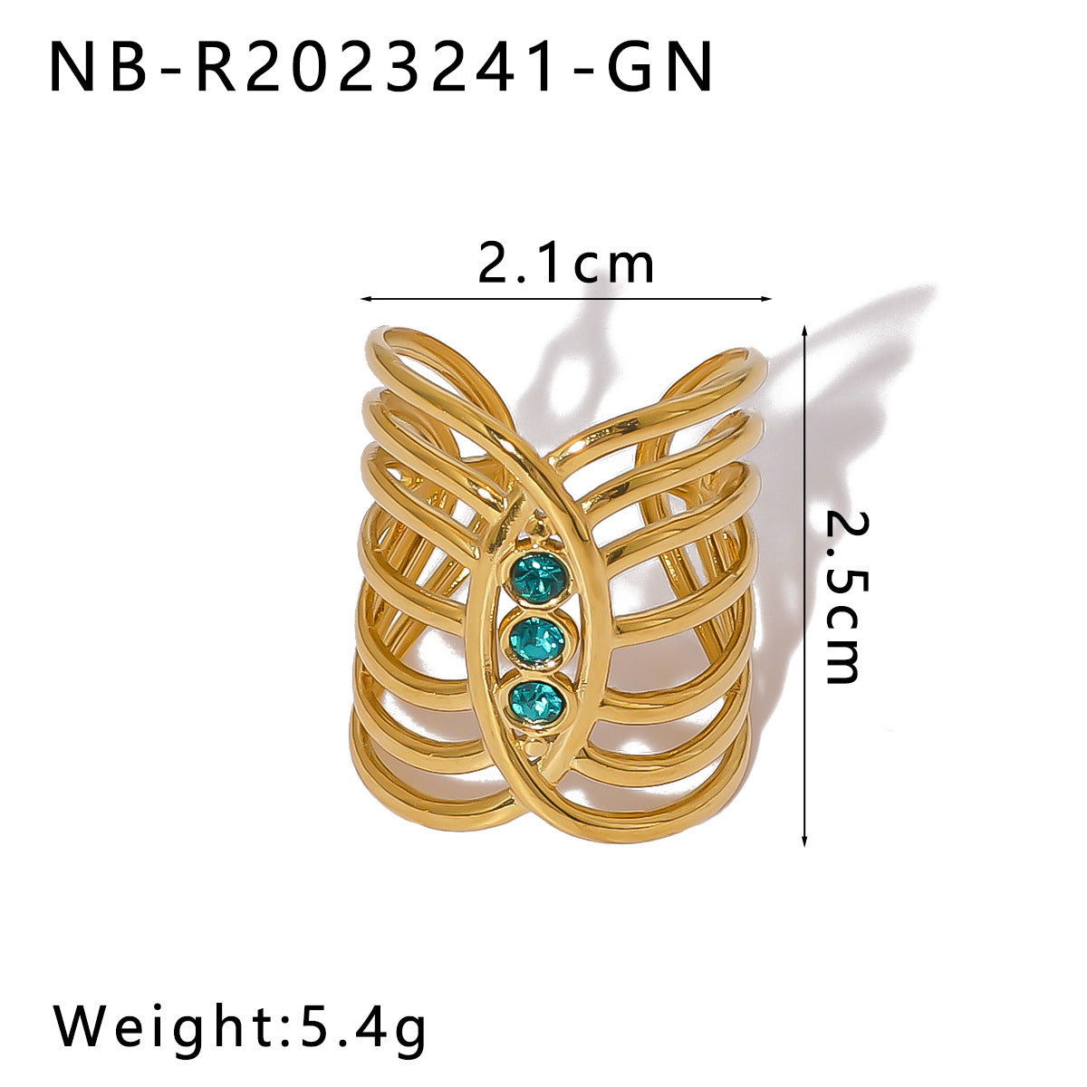 Open Ring IG Style Natural Stone Geometric Stainless Steel Electroplating Rings