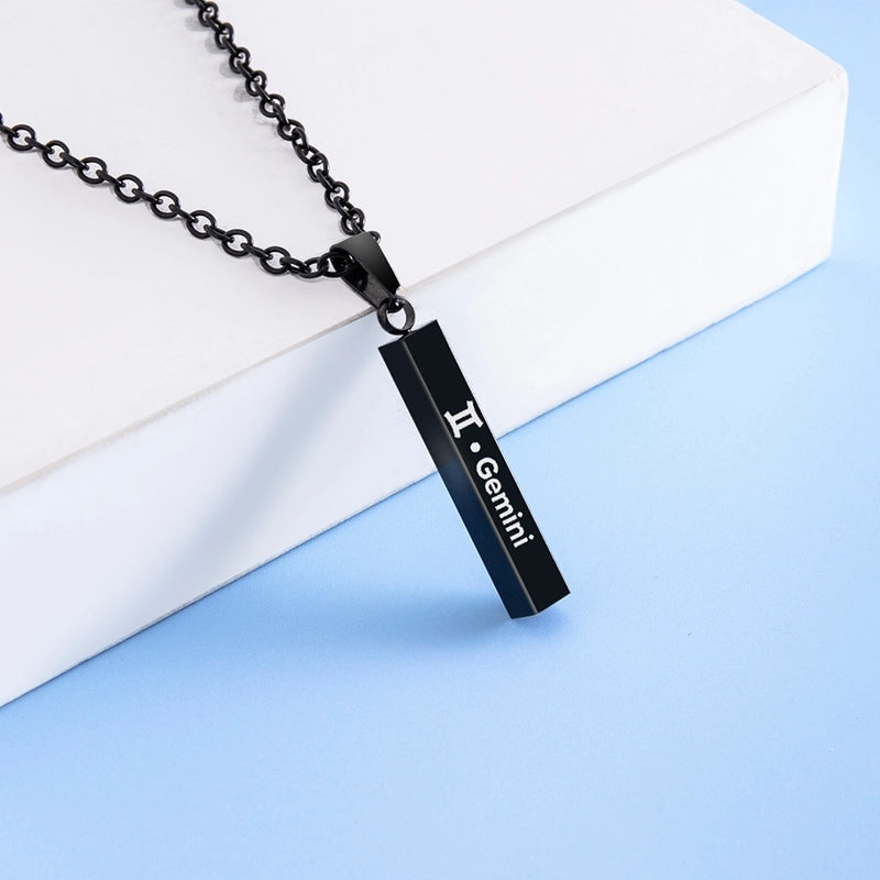 12 Constellation Stainless Steel Ing Pillar Necklace