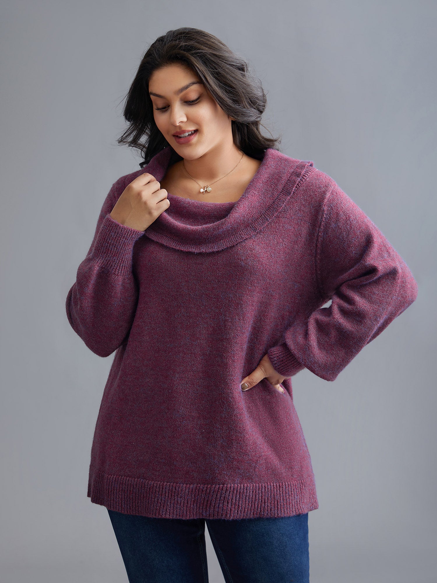 Off-Shoulder Textured Long Sleeve Pullover