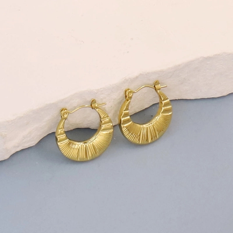 1 Pair Minimalist Pentagram Round Solid Color Plating 304 Stainless Steel 18K Gold Plated Earrings