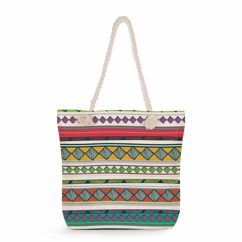 Geometric Printing Tote Bag Student Book Storage Shoulder Bag Large Capacity Handbag