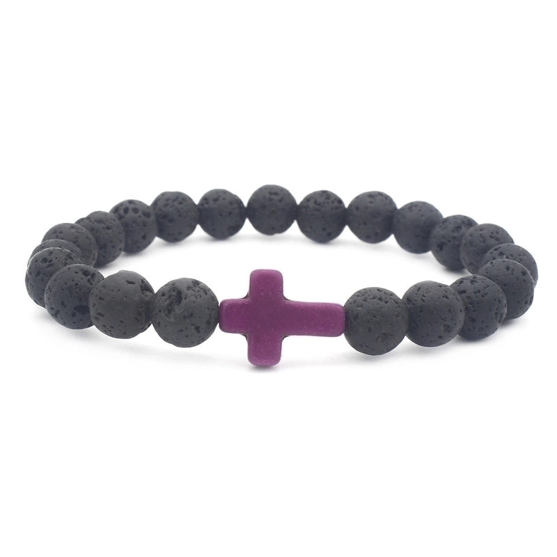 Ethnic Style Cross Natural Stone Elastic String Woven Chain Bracelets In Bulk