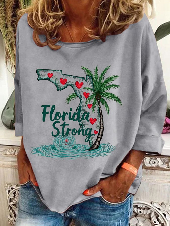 Women's Florida Hurricane Milton Print Loose Sweatshirt
