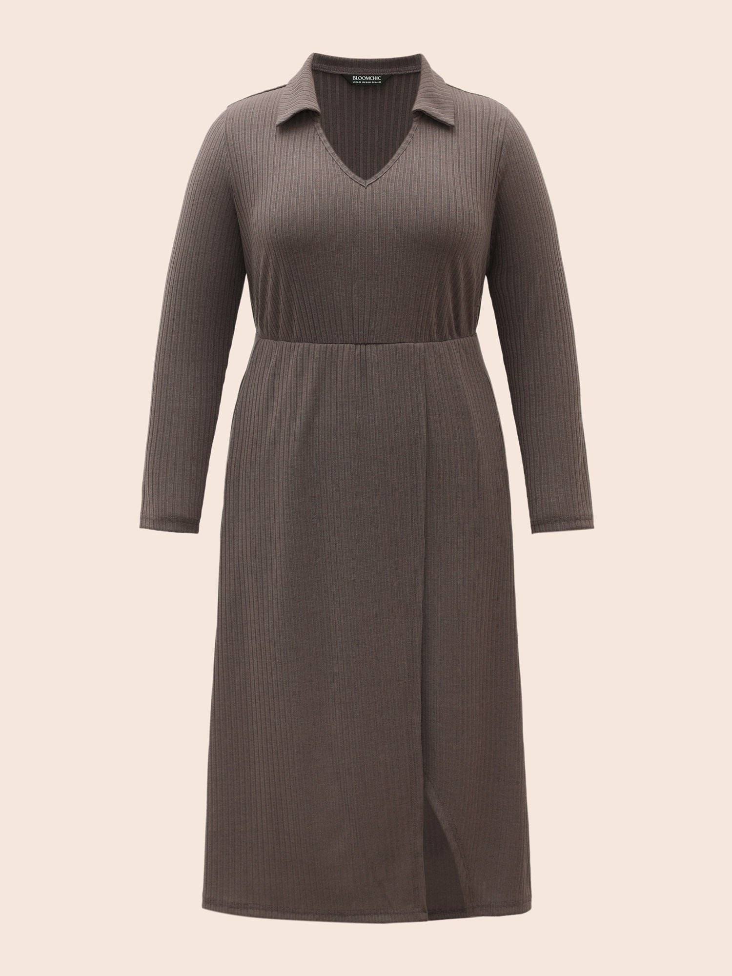 Knitted Stretch Woven Wrap Midi Dress