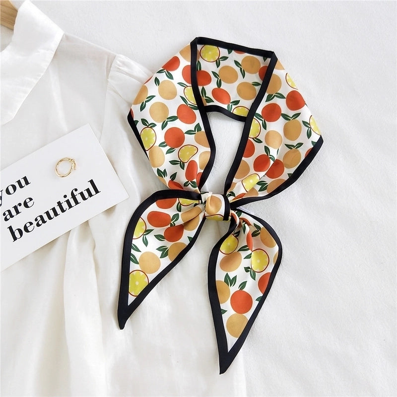 Fruit Printing Ribbon Silk Scarf