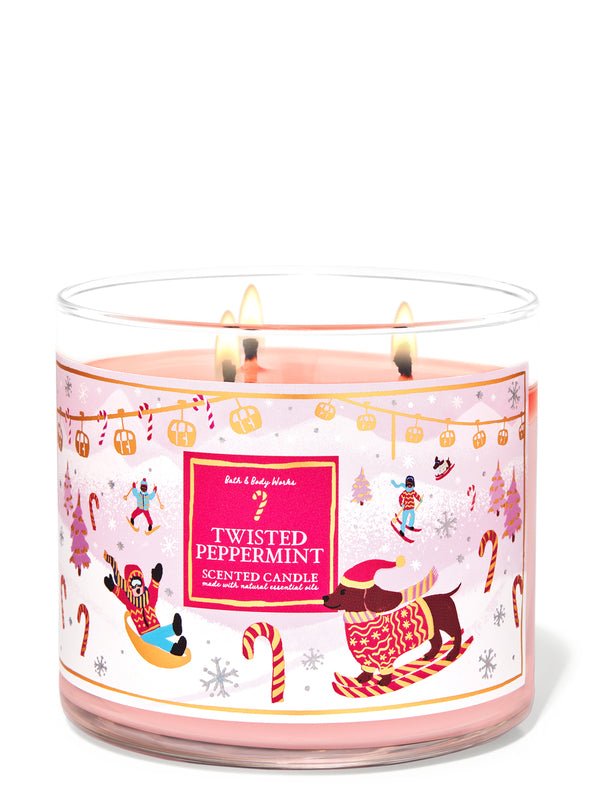 Bath & Body Works Beautiful Twisted Peppermint 3-Wick Candle