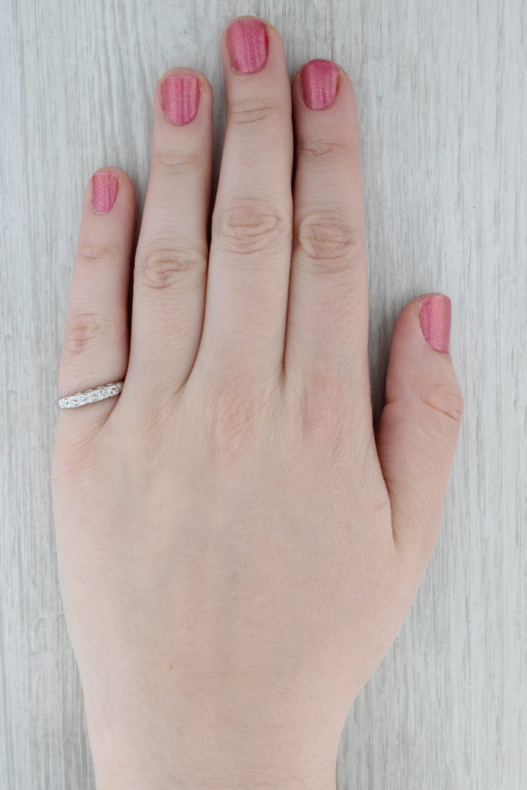 Vintage Diamond Ring 14k White Gold Size 7 Stackable Wedding Band