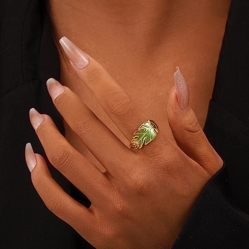 Vintage Style Color Block Stainless Steel 18K Gold Plated Plating Open Rings