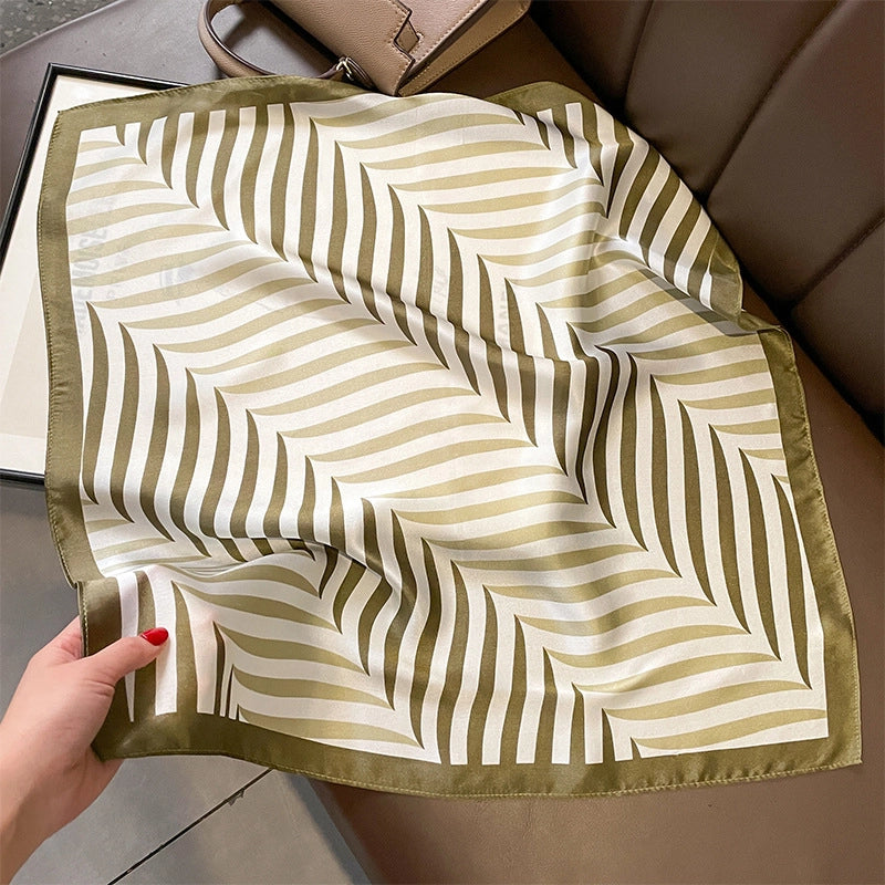Women's Elegant Minimalist Stripe Silk Printing Silk Scarf