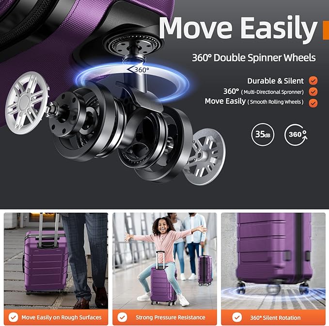 SHOWKOO Luggage PC+ABS Durable Expandable Hard Luggage with Dual Spinner Wheels TSA Lock