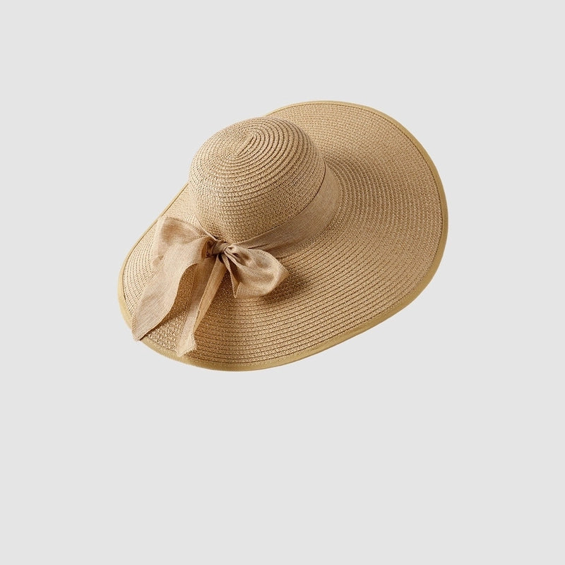 Women's Vacation Minimalist Letter Solid Color Big Eaves Straw Hat