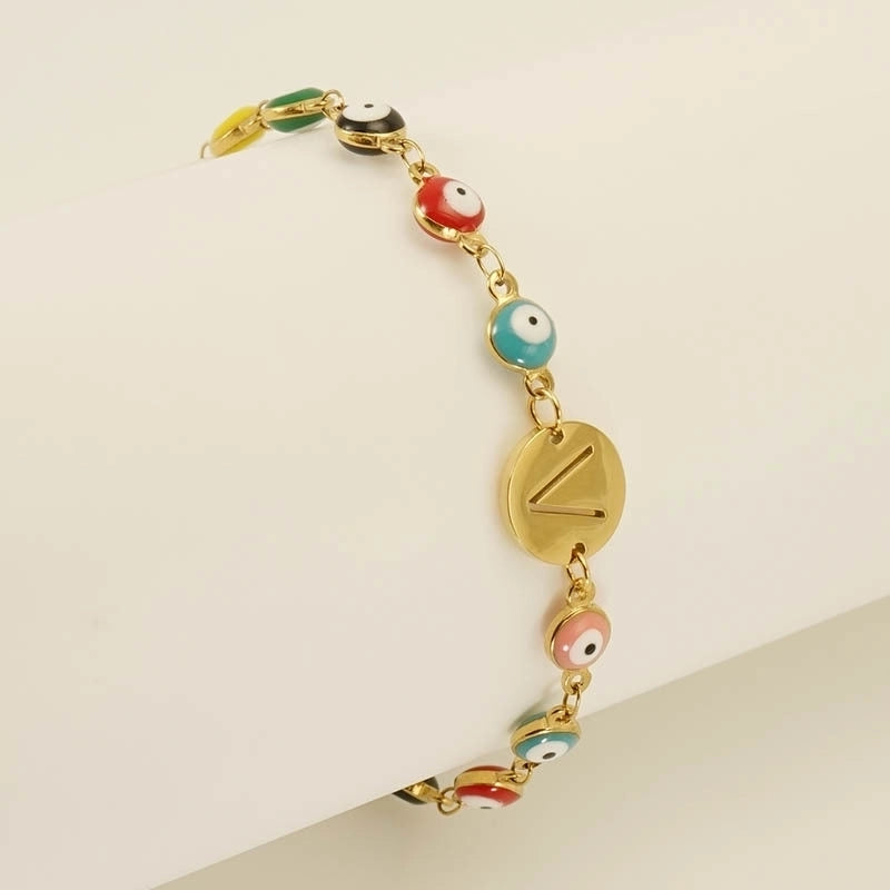 Titanium Steel Gold Plated Minimalist Classic Style Letter Plating Bracelets