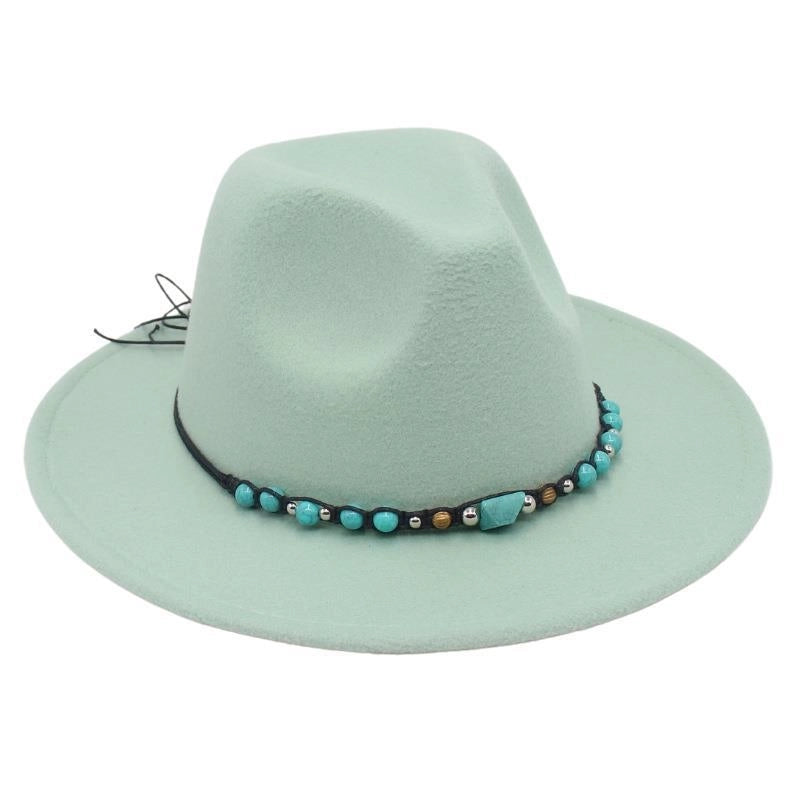 Western Cowboy Hat Big Brim Mountaineering Hat Spring And Summer New Emerald Felt Hat Ethnic Tibetan Hat