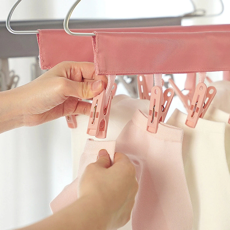Portable Fabric Clothes Hanger Multi-functional Folding Cloth Clothes Clip Hanger Fabric Clip Drying Rack Socks Clip Inner Clothes Clip