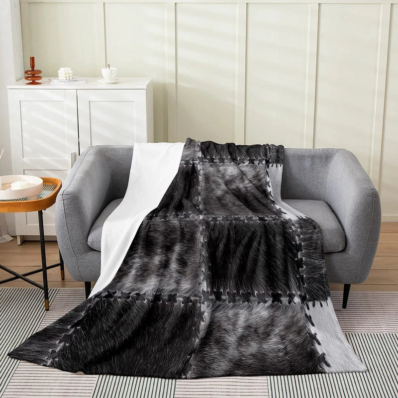 Casual Cow Pattern Color Block Polyester Blanket Couch & Sofa Decor
