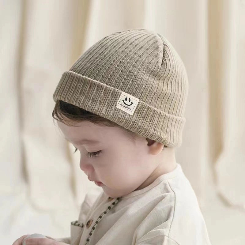 Popular Smile Face Baby Wool Hat Autumn And Winter Warm Boys And Girls Baby Knitted Hat Children One-piece Delivery