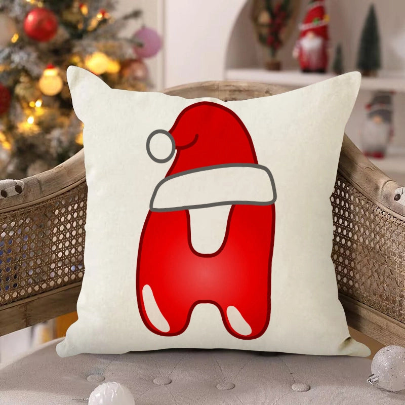 Christmas  Cute Modern Style Christmas Hat Letter Linen Polyester Pillow Cases Couch & Sofa Decor