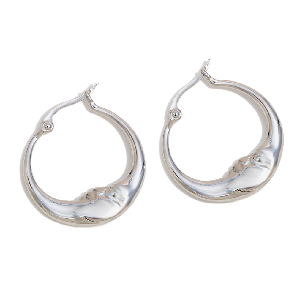Simple And Versatile Design Stainless Steel Plated With 18K Gold Three-Dimensional Hollow Flower Oval Pearl Zircon