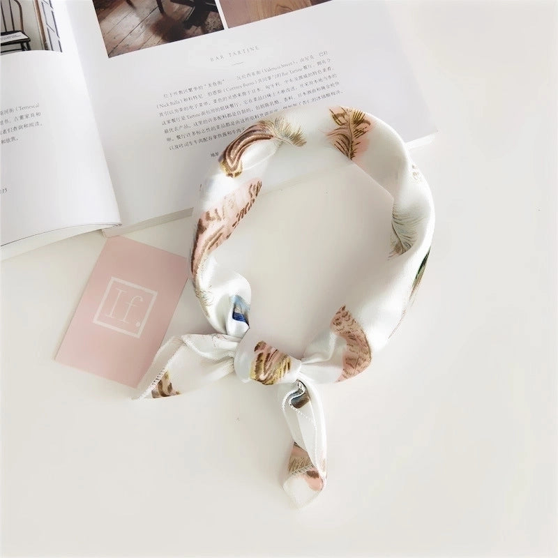 Women's Sweet Color Block Polyester Printing Silk Scarf