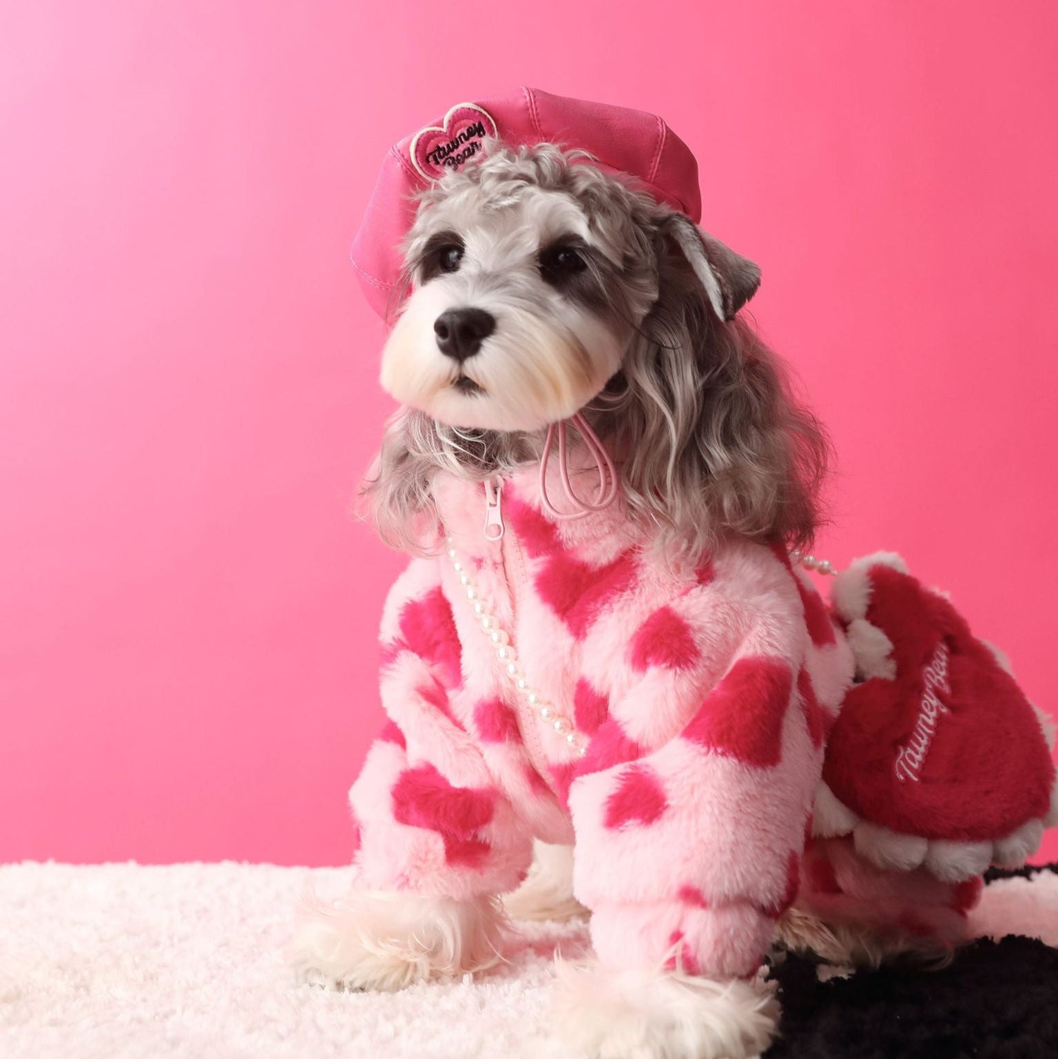 Fleece Sweet Heart Pattern Dog Cat Jacket&Bag