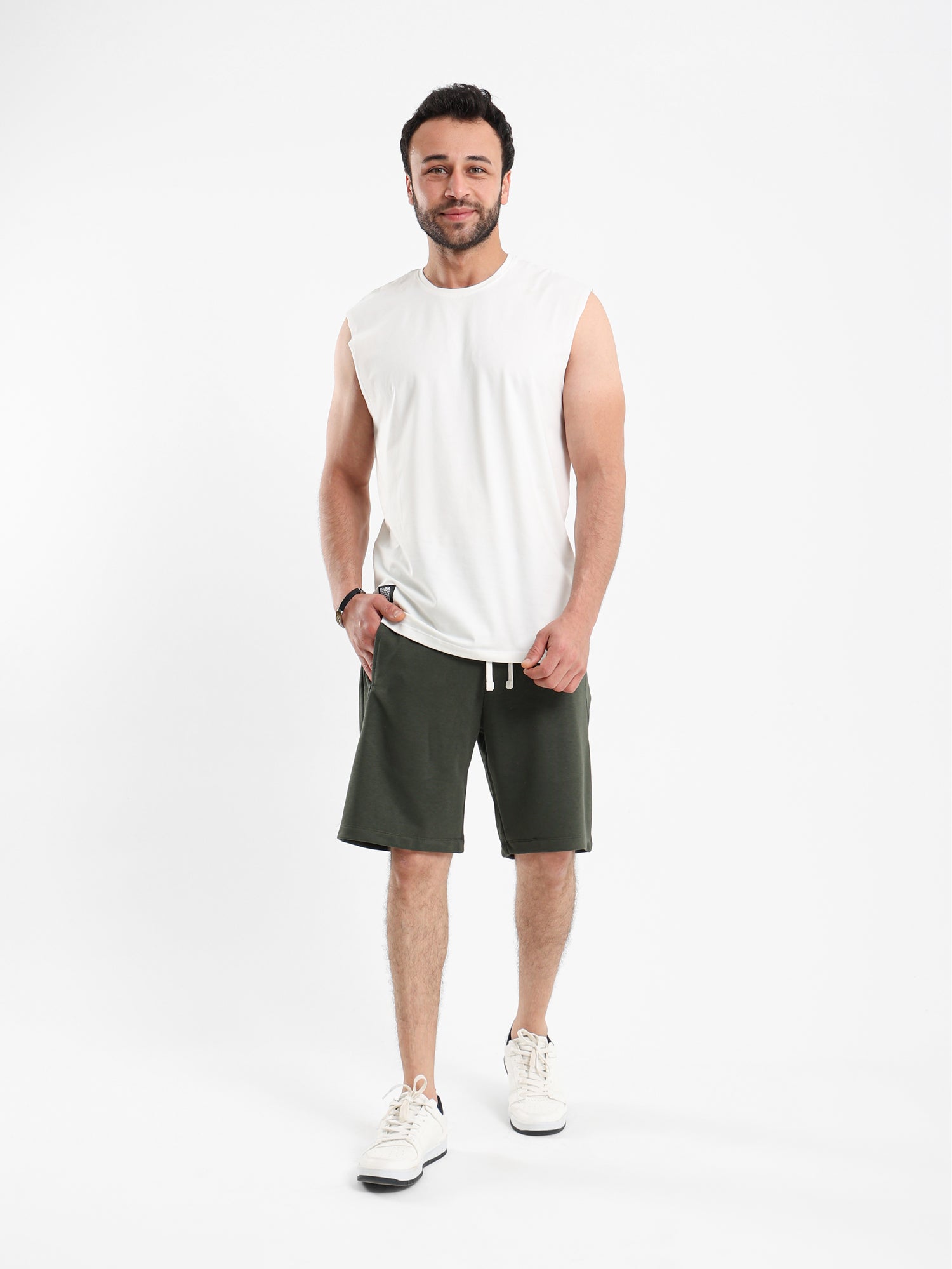 Sleeveless T Shirt with Woven Badge