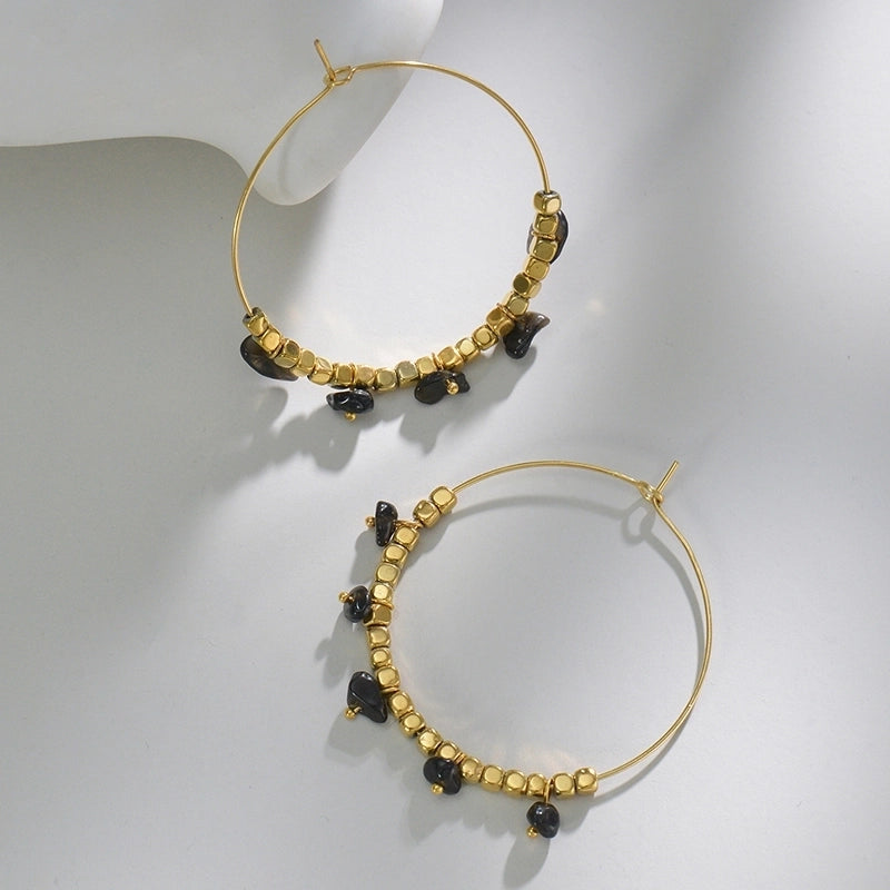 Sweet Solid Color Stainless Steel Earrings Beaded Plating Stainless Steel Earrings