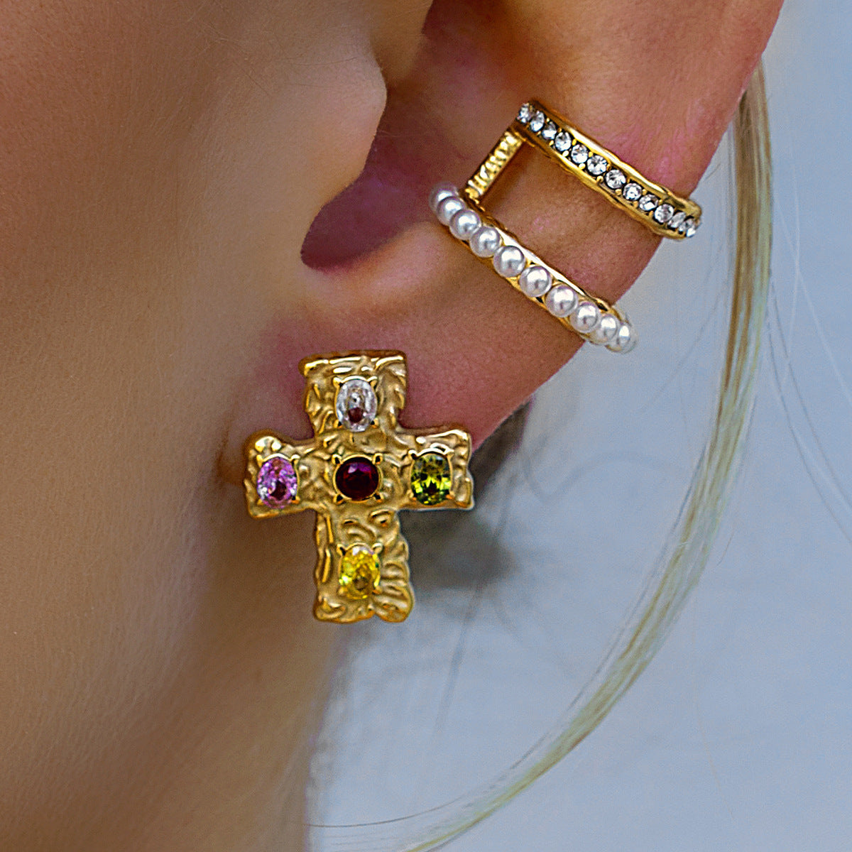 Stainless Steel Pearl Earrings Without Piercing Ear Bone Clip Titanium Steel Earrings Earrings