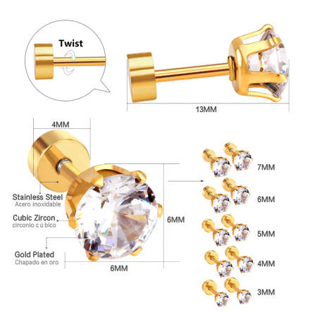 3mm Diamond studs - Gold