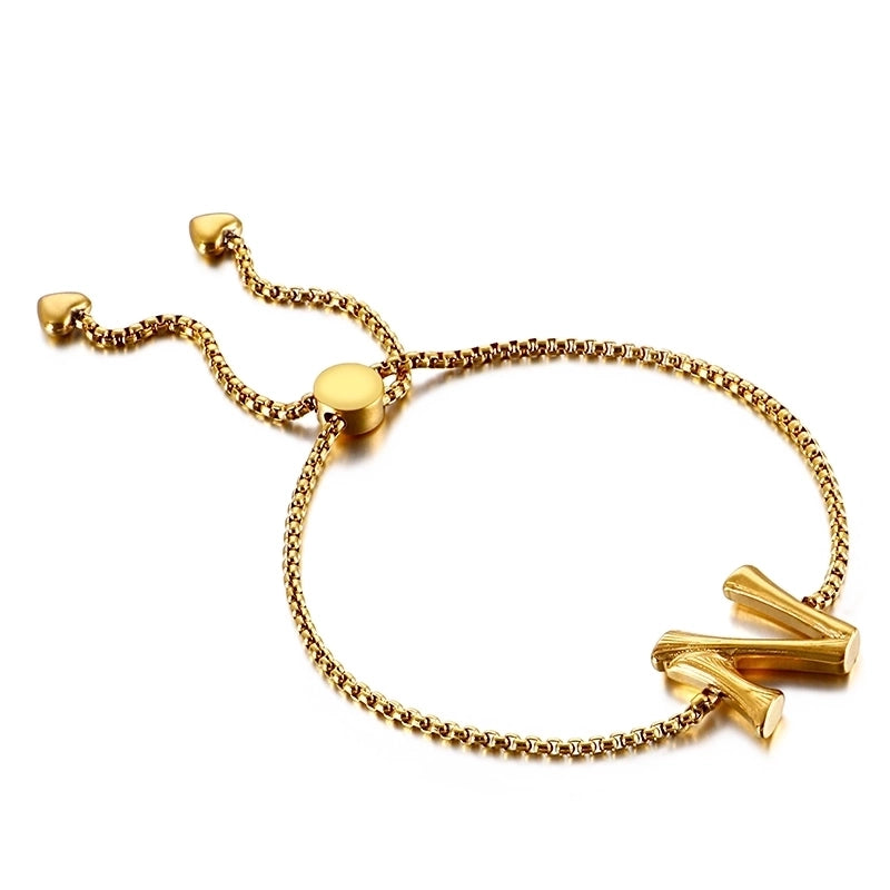 Casual Minimalist Letter Heart Shape Stainless Steel 18K Gold Plated Bracelets In Bulk