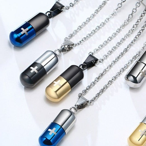 Hollow Pill Case Necklace