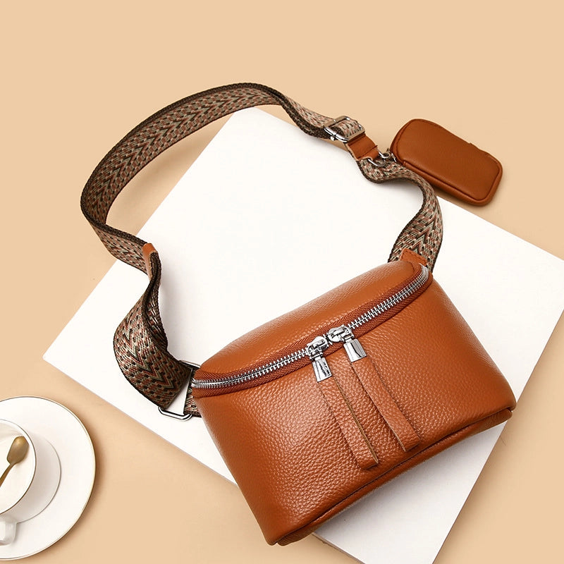 Women's Medium Leather Solid Color Streetwear Square Zipper Fanny Pack