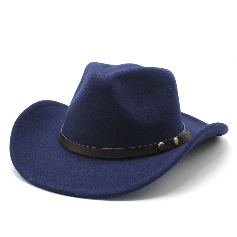 Autumn And Winter New Western Denim Wool Jazz Hat Fashion Concave Shape Men And Women Felt Jazz Hat