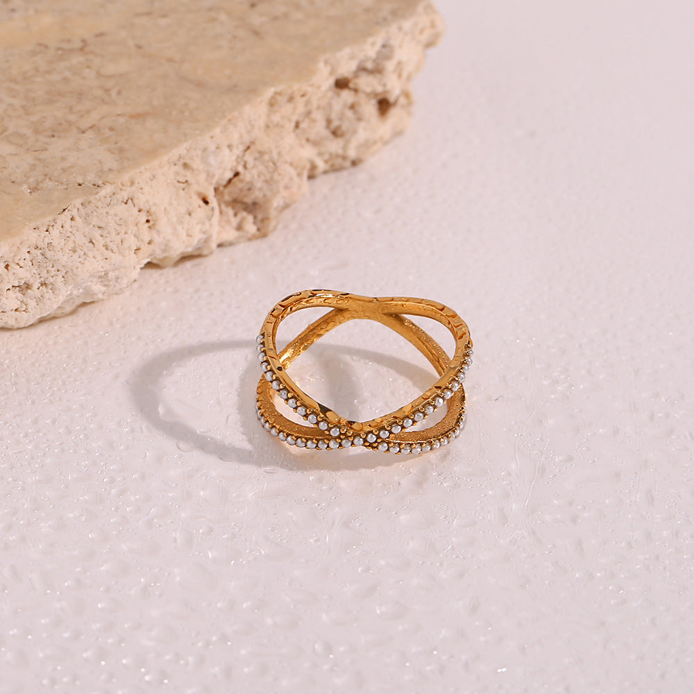 Minimalist Fashion Stripe Geometric Stainless Steel 18K Gold Plated Rings