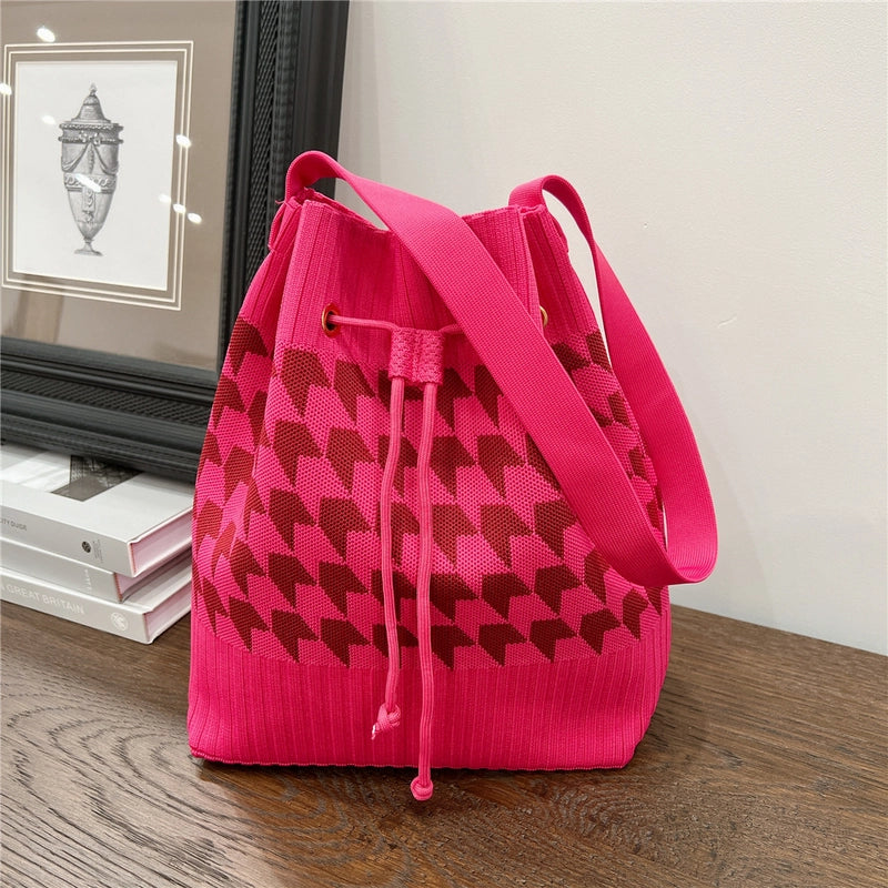 Women's Medium Knit Geometric Vintage Style Classic Style String Tote Bag