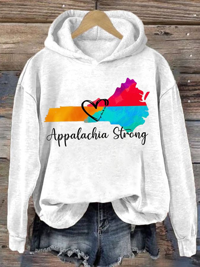 Retro Appalachia Strong Stronger Than The Storm Print Hoodie