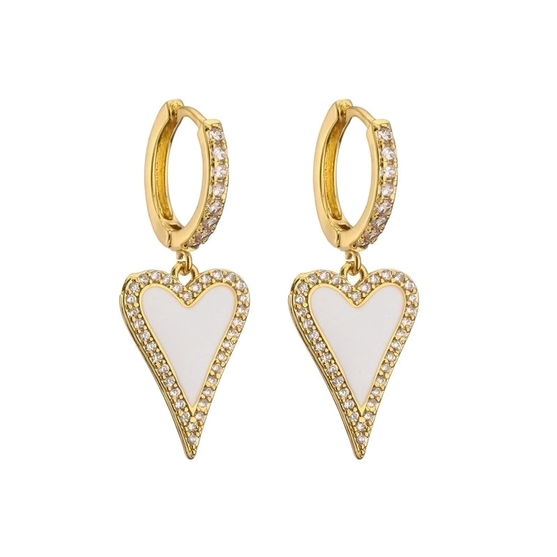 Cute Heart Plating Copper Zircon Copper Earrings