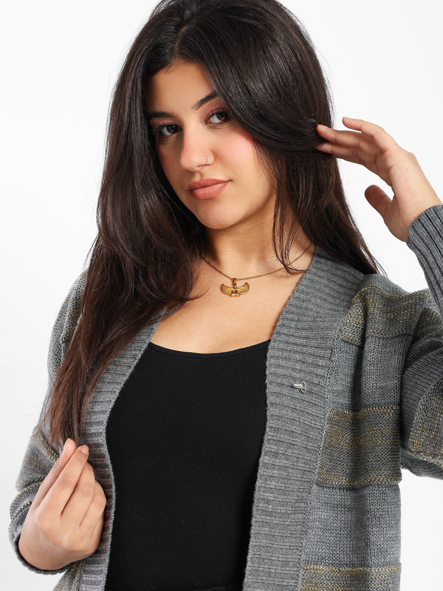 Shiny Striped Cardigan