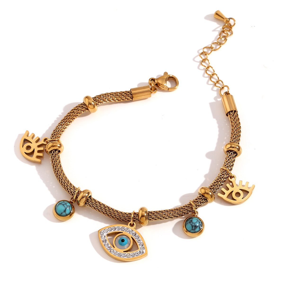 Fashion Eye Geometric Stainless Steel 18K Gold Plated Necklaces