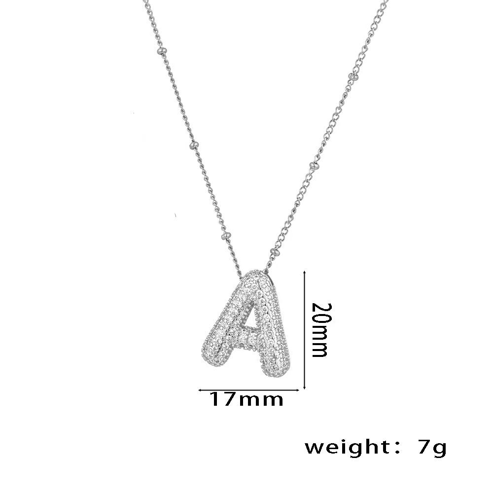 New Micro-Inlaid Zircon 26 Letter Pendant Necklace Copper Plated 18K Gold Fashionable And Classic