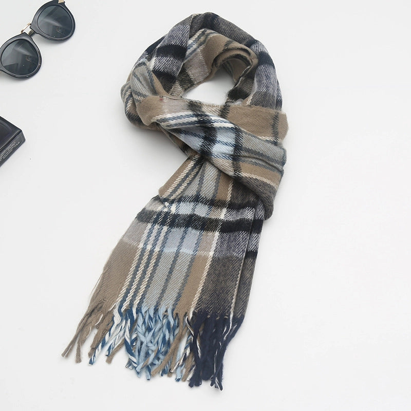 New Couple Plaid Scarf Parent-child Scarf Autumn And Winter Men's And Women's New Cashmere Plaid Color Matching Shawl