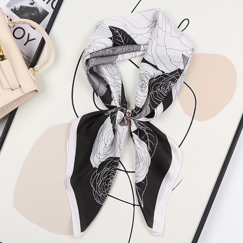 Women's Sweet Flower South  Satin Silk Scarves