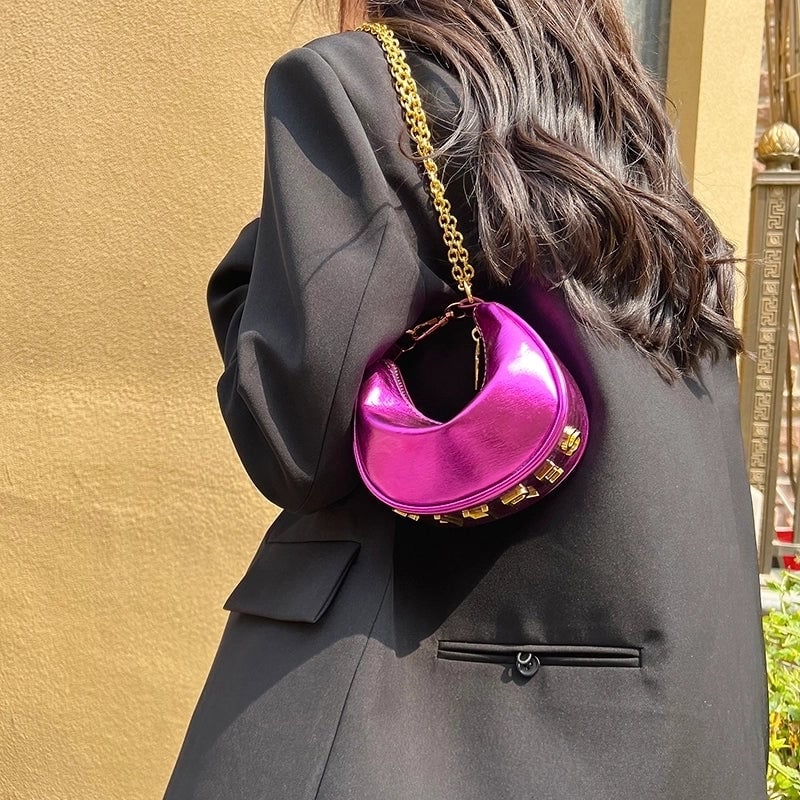 Women's Pu Leather Solid Color Streetwear Dumpling Shape Zipper Shoulder Bag Handbag Crossbody Bag