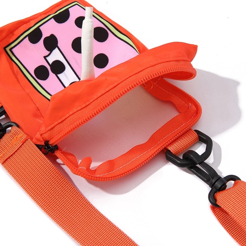 Women's Small Polyester Milk Tea Cute Zipper Coin Purse